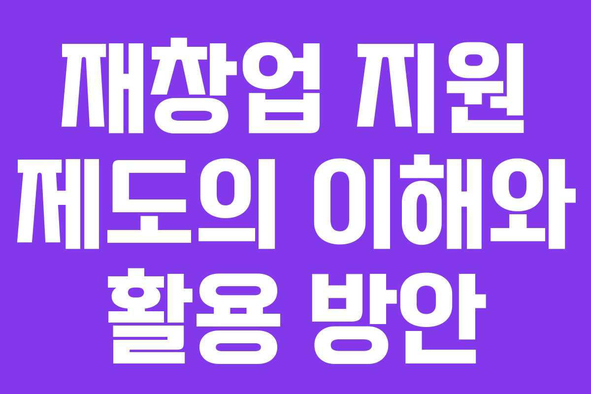 재창업 지원 제도의 이해와 활용 방안
