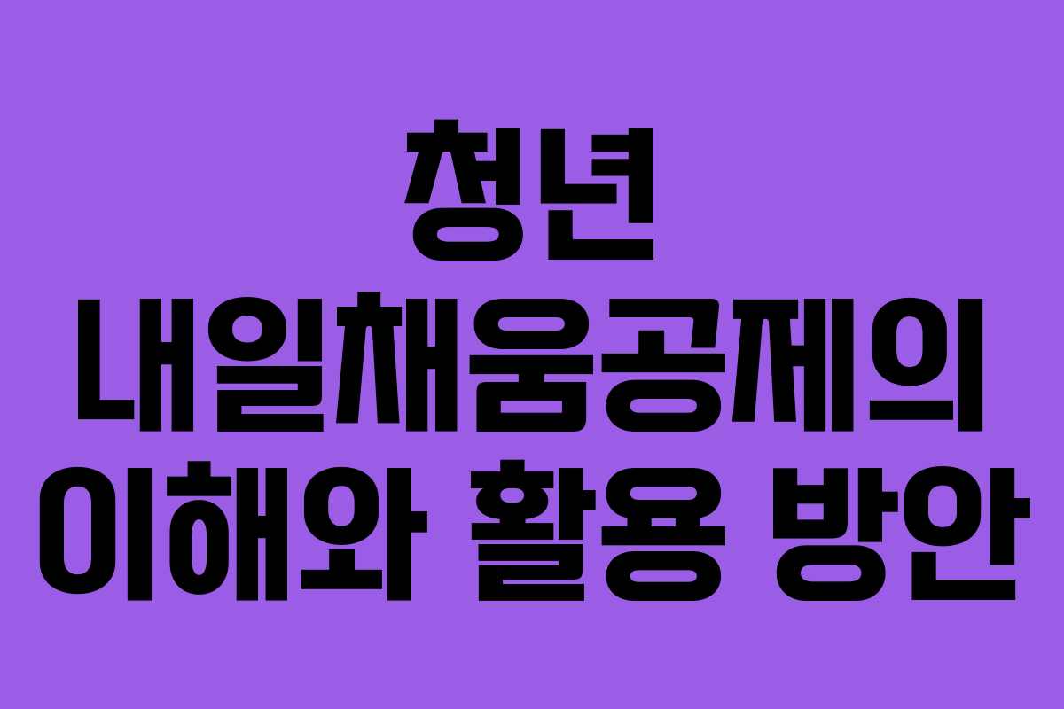 청년 내일채움공제의 이해와 활용 방안 청년 내일채움공제의 이해와 활용 방안