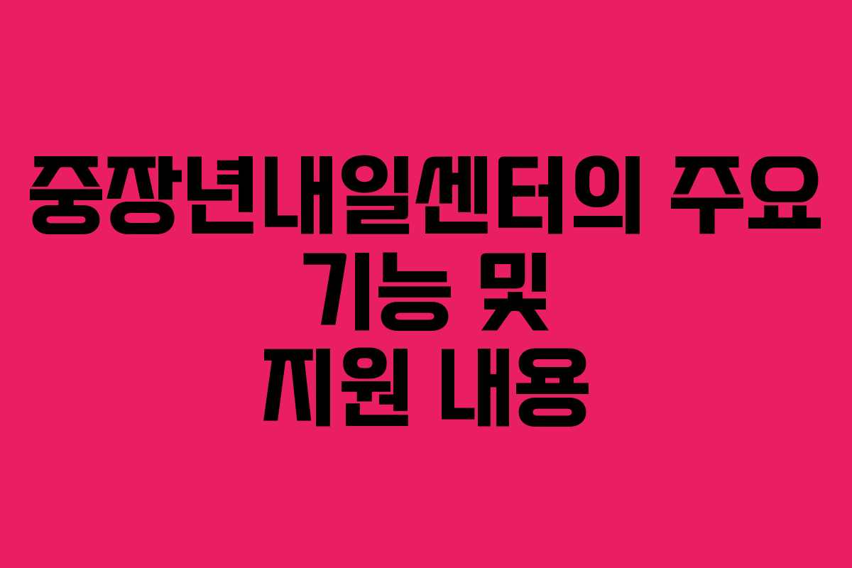 중장년내일센터의 주요 기능 및 지원 내용 중장년내일센터의 주요 기능 및 지원 내용