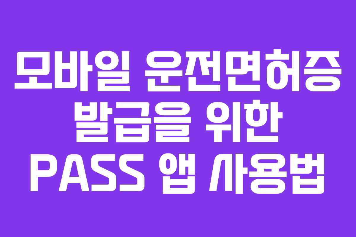 모바일 운전면허증 발급을 위한 PASS 앱 사용법