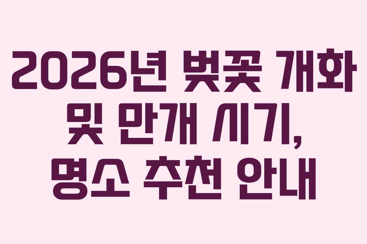 2026년 벚꽃 개화 및 만개 시기, 명소 추천 안내