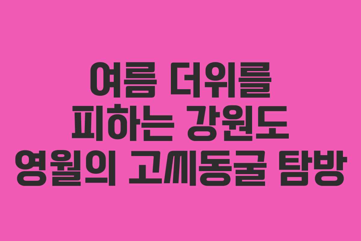 여름 더위를 피하는 강원도 영월의 고씨동굴 탐방