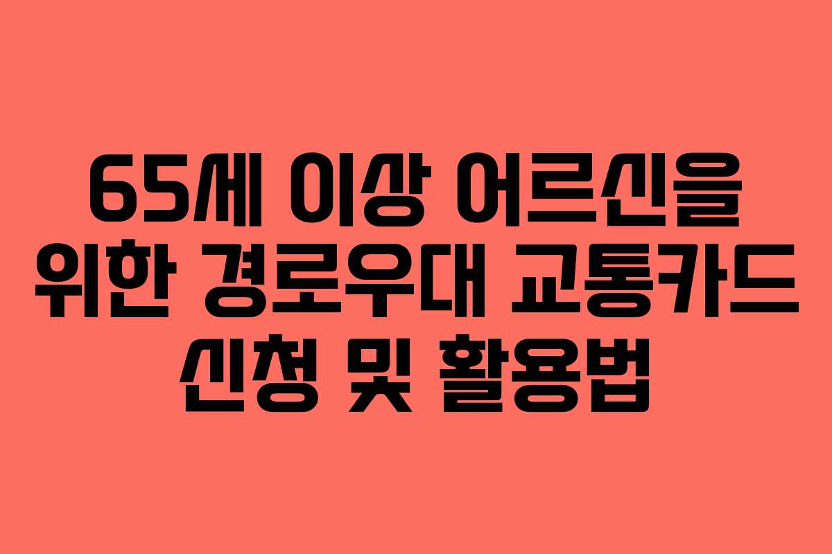 65세 이상 어르신을 위한 경로우대 교통카드 신청 및 활용법
