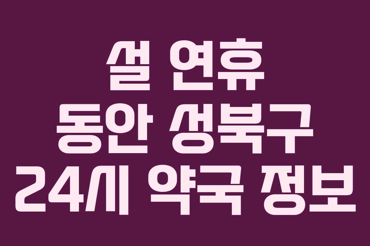 설 연휴 동안 성북구 24시 약국 정보