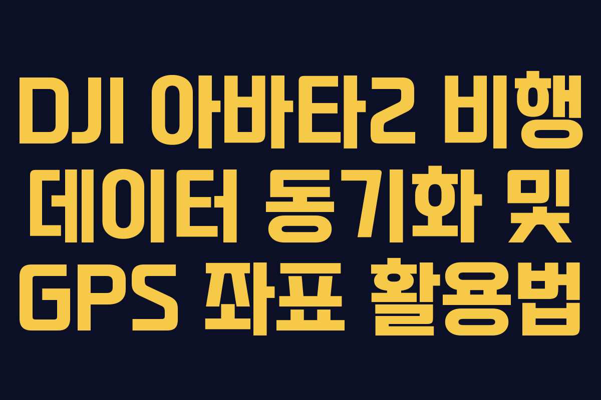 DJI 아바타2 비행 데이터 동기화 및 GPS 좌표 활용법