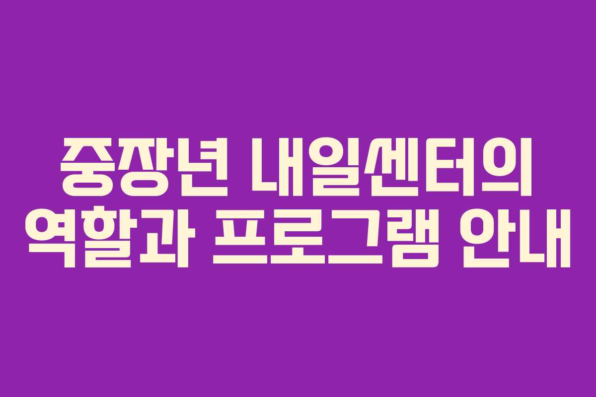 중장년 내일센터의 역할과 프로그램 안내