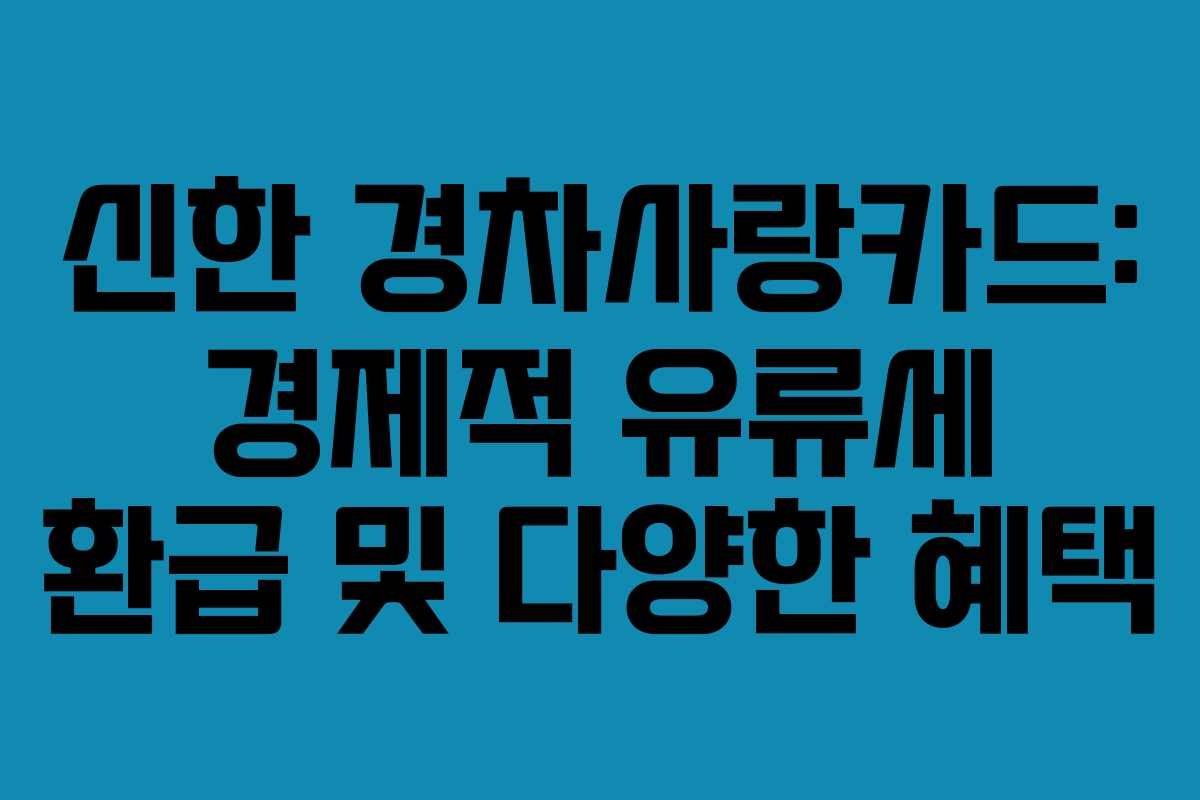 신한 경차사랑카드: 경제적 유류세 환급 및 다양한 혜택 신한 경차사랑카드: 경제적 유류세 환급 및 다양한 혜택