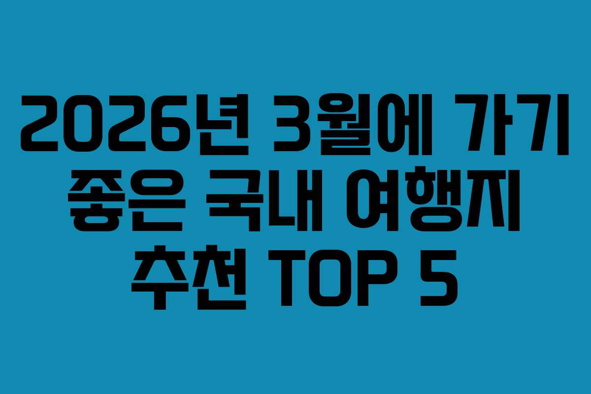 2026년 3월에 가기 좋은 국내 여행지 추천 TOP 5