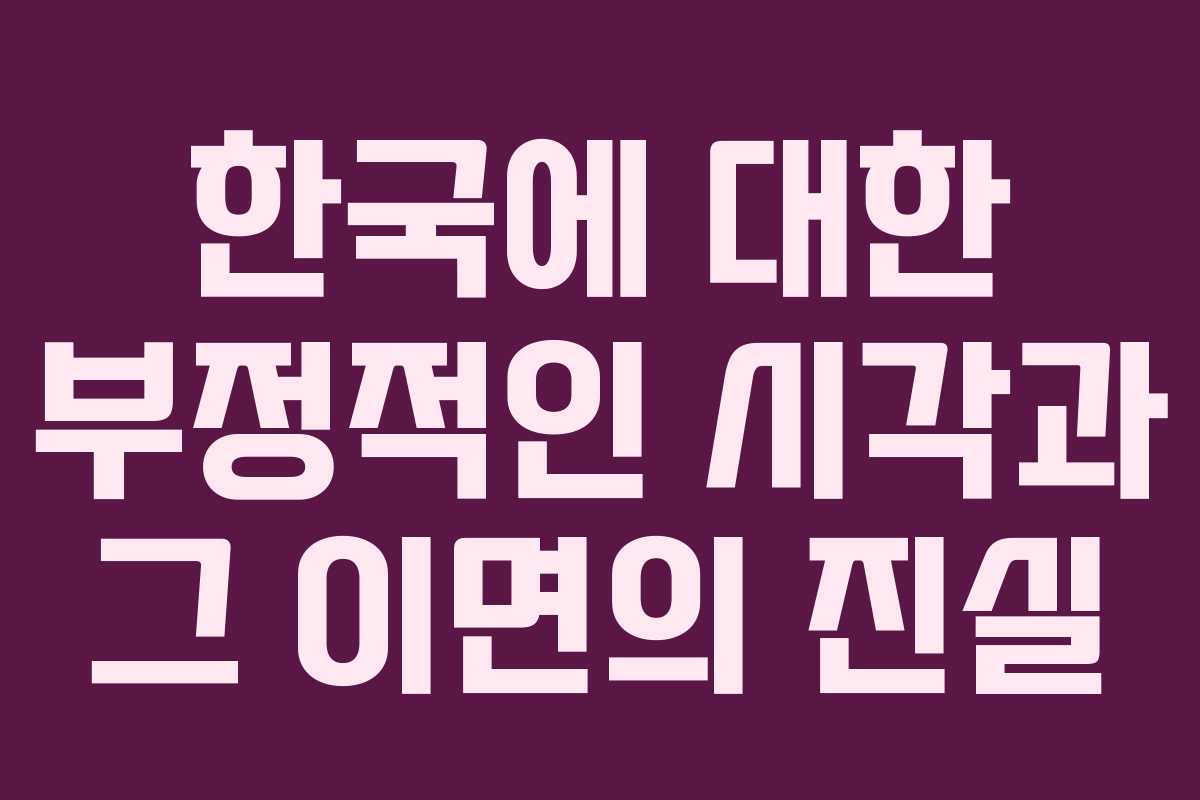한국에 대한 부정적인 시각과 그 이면의 진실 한국에 대한 부정적인 시각과 그 이면의 진실