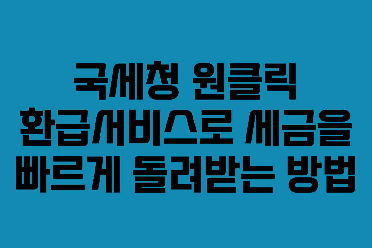 국세청 원클릭 환급서비스로 세금을 빠르게 돌려받는 방법