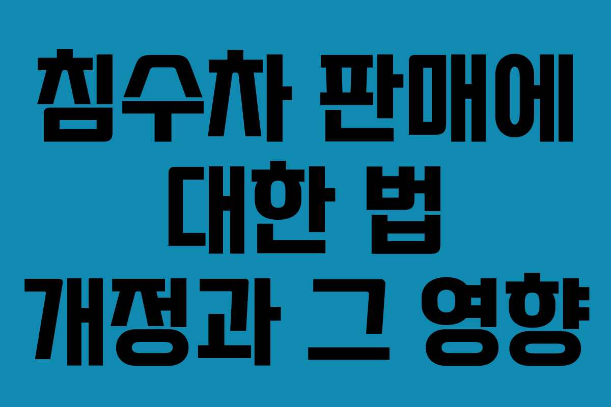침수차 판매에 대한 법 개정과 그 영향