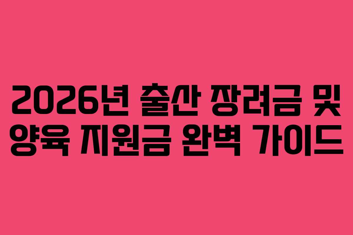 2026년 출산 장려금 및 양육 지원금 완벽 가이드