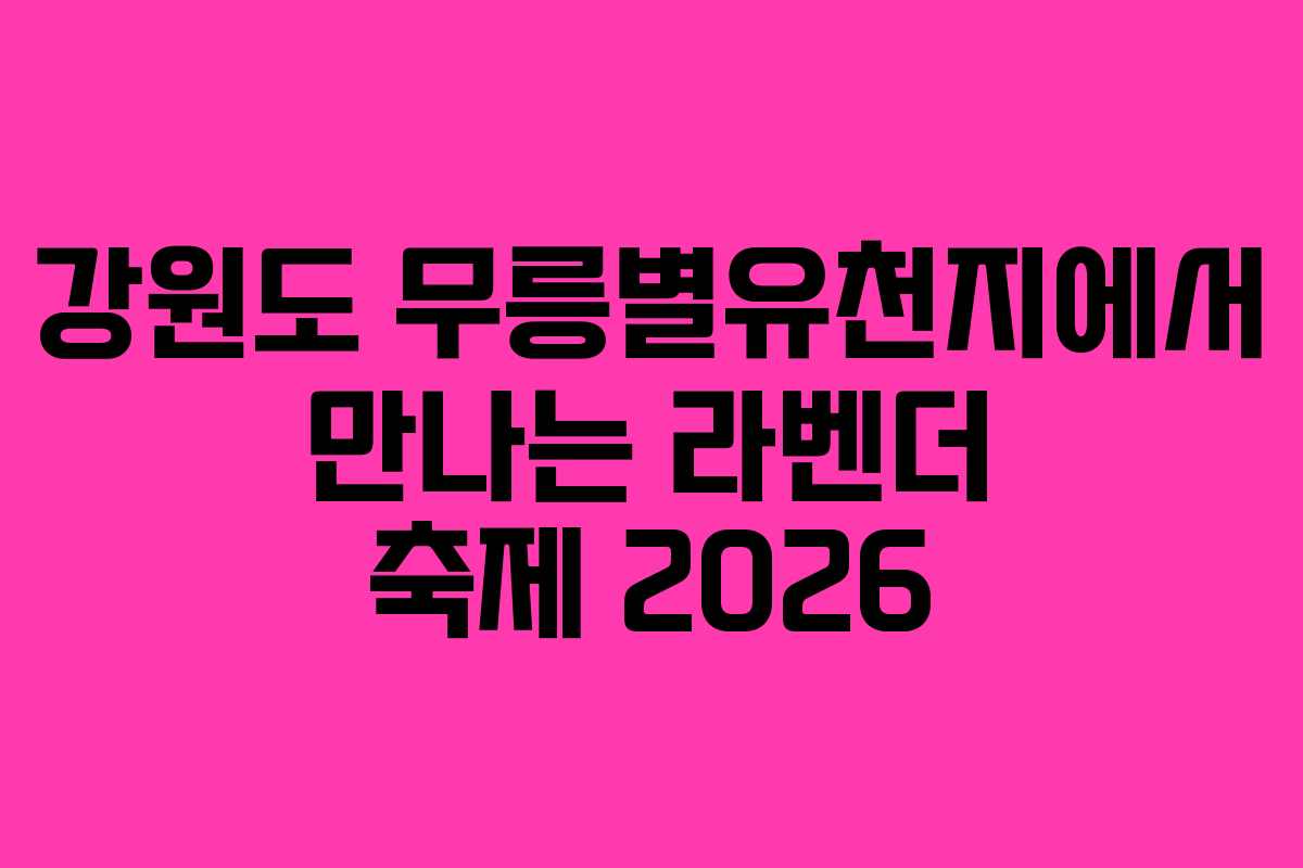 강원도 무릉별유천지에서 만나는 라벤더 축제 2026