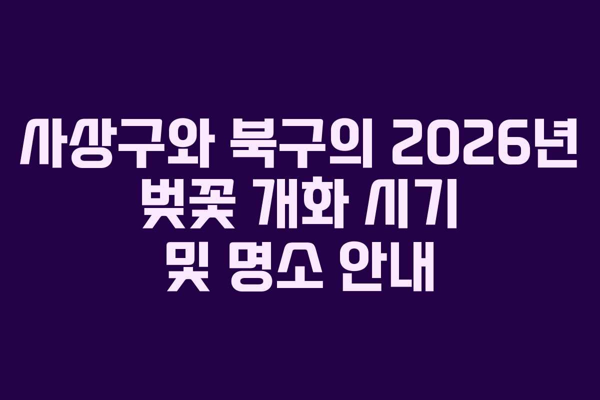 사상구와 북구의 2026년 벚꽃 개화 시기 및 명소 안내