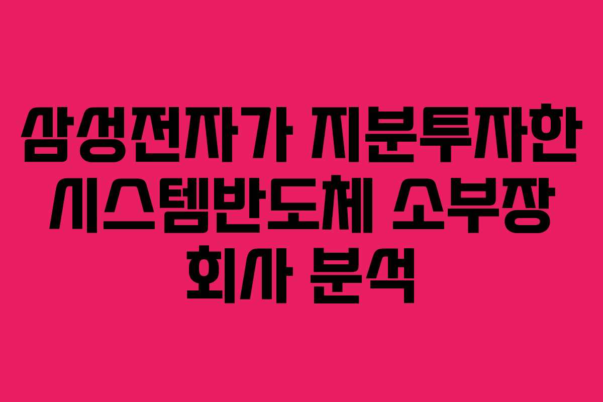 삼성전자가 지분투자한 시스템반도체 소부장 회사 분석