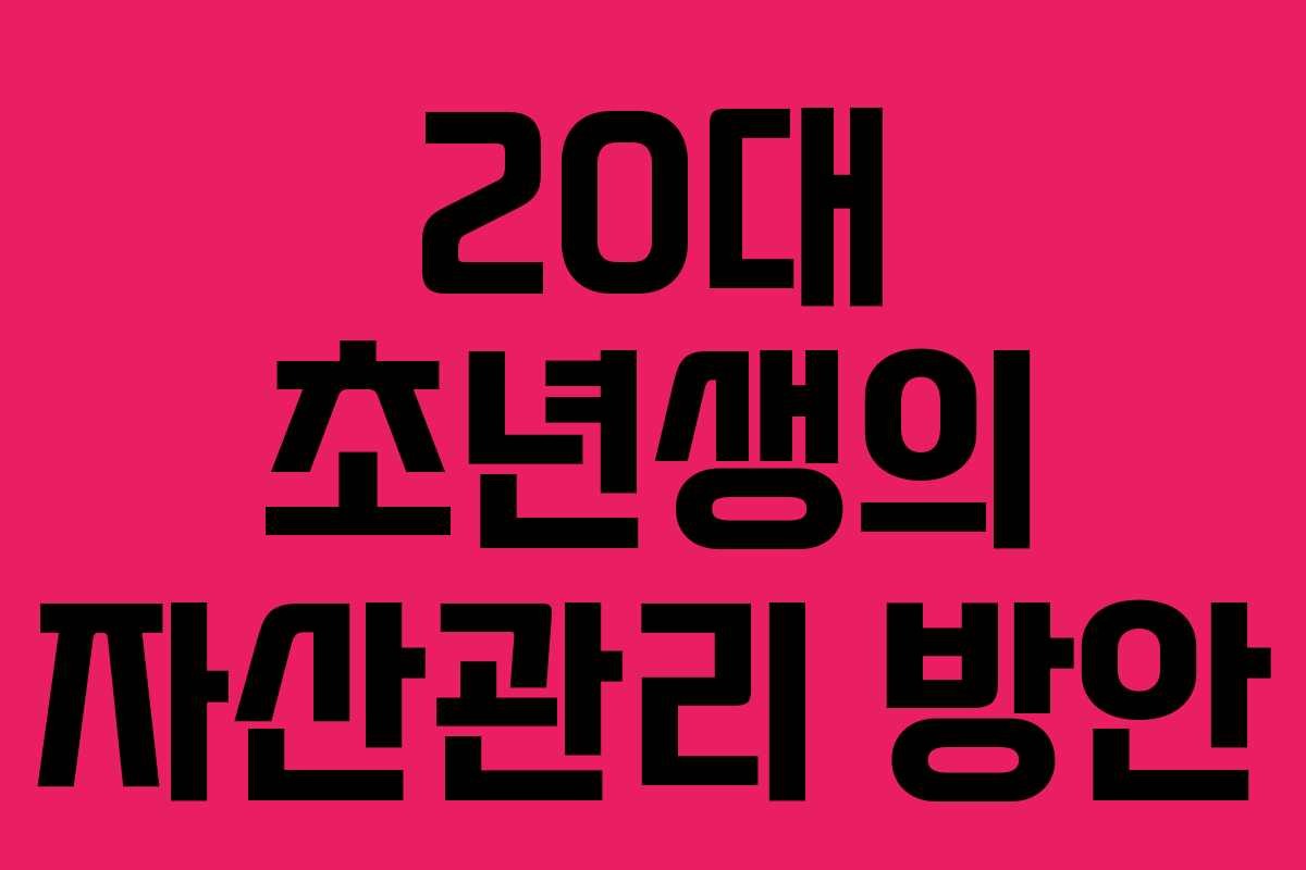 20대 초년생의 자산관리 방안