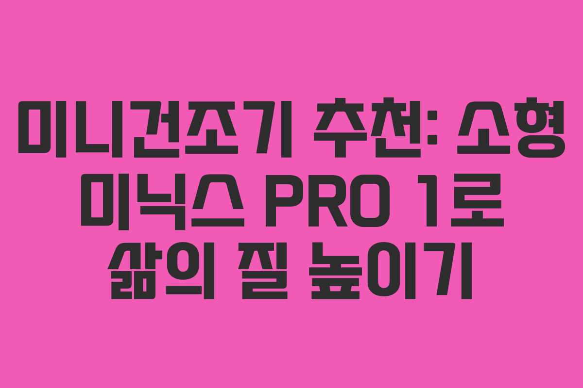 미니건조기 추천: 소형 미닉스 PRO 1로 삶의 질 높이기