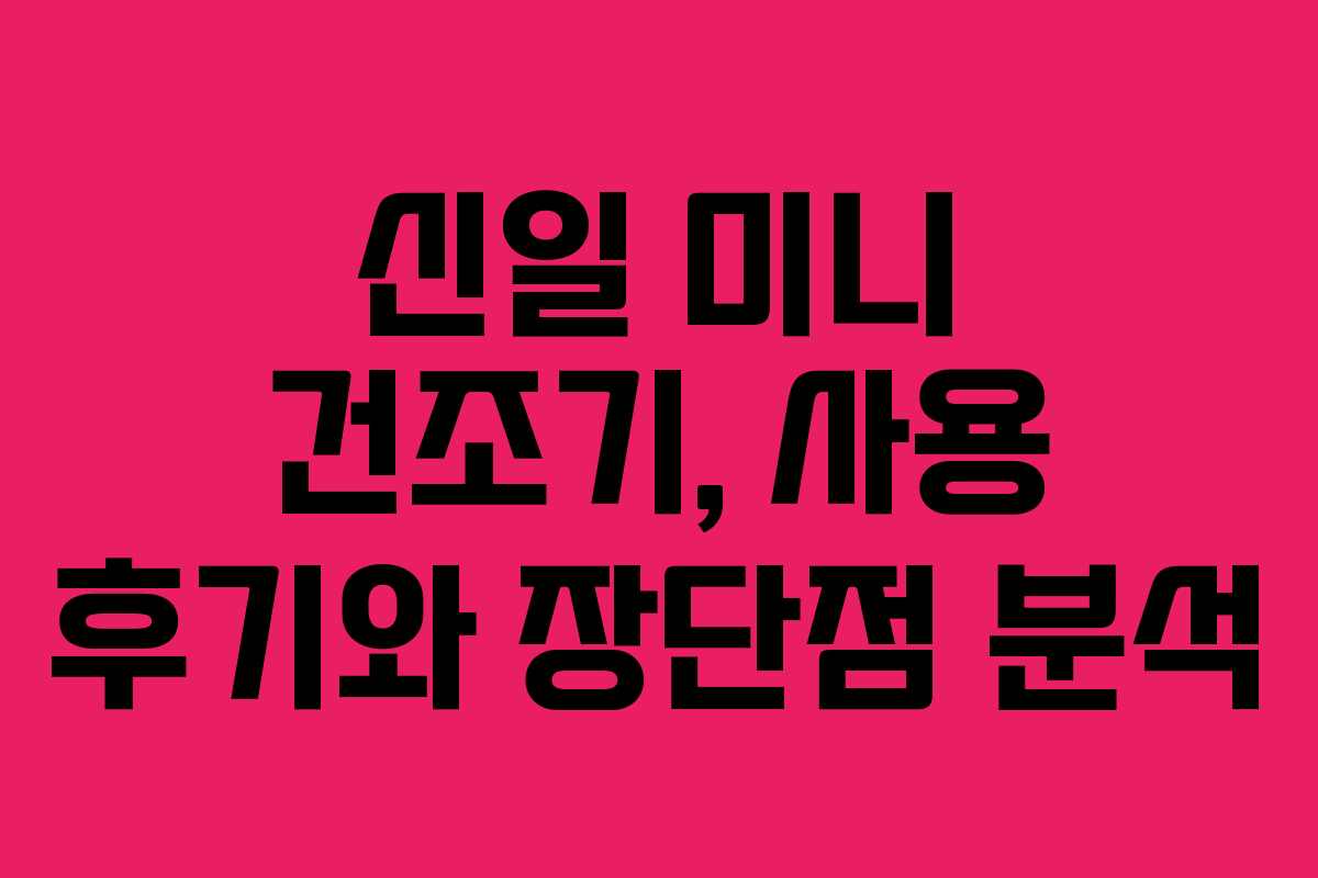 신일 미니 건조기, 사용 후기와 장단점 분석