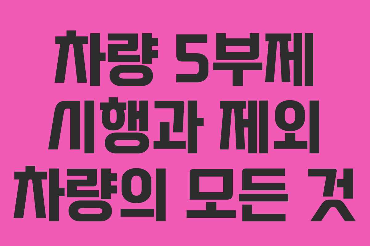 차량 5부제 시행과 제외 차량의 모든 것