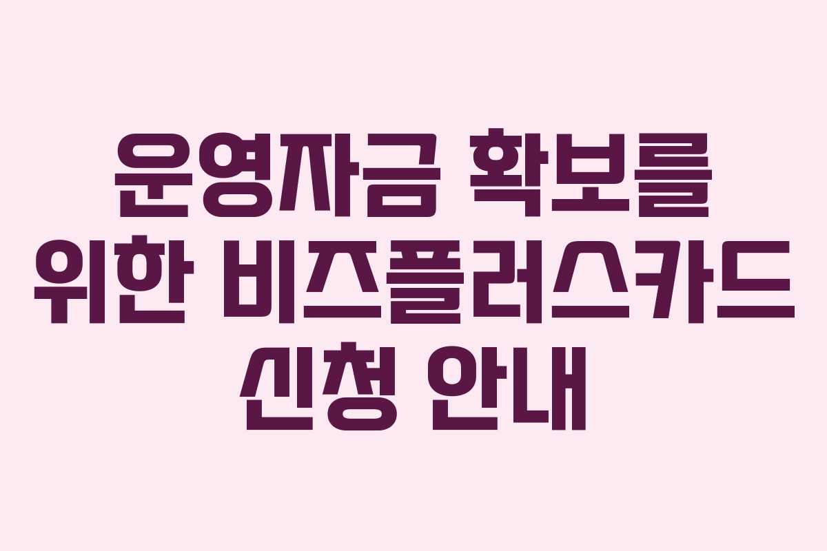 운영자금 확보를 위한 비즈플러스카드 신청 안내 운영자금 확보를 위한 비즈플러스카드 신청 안내