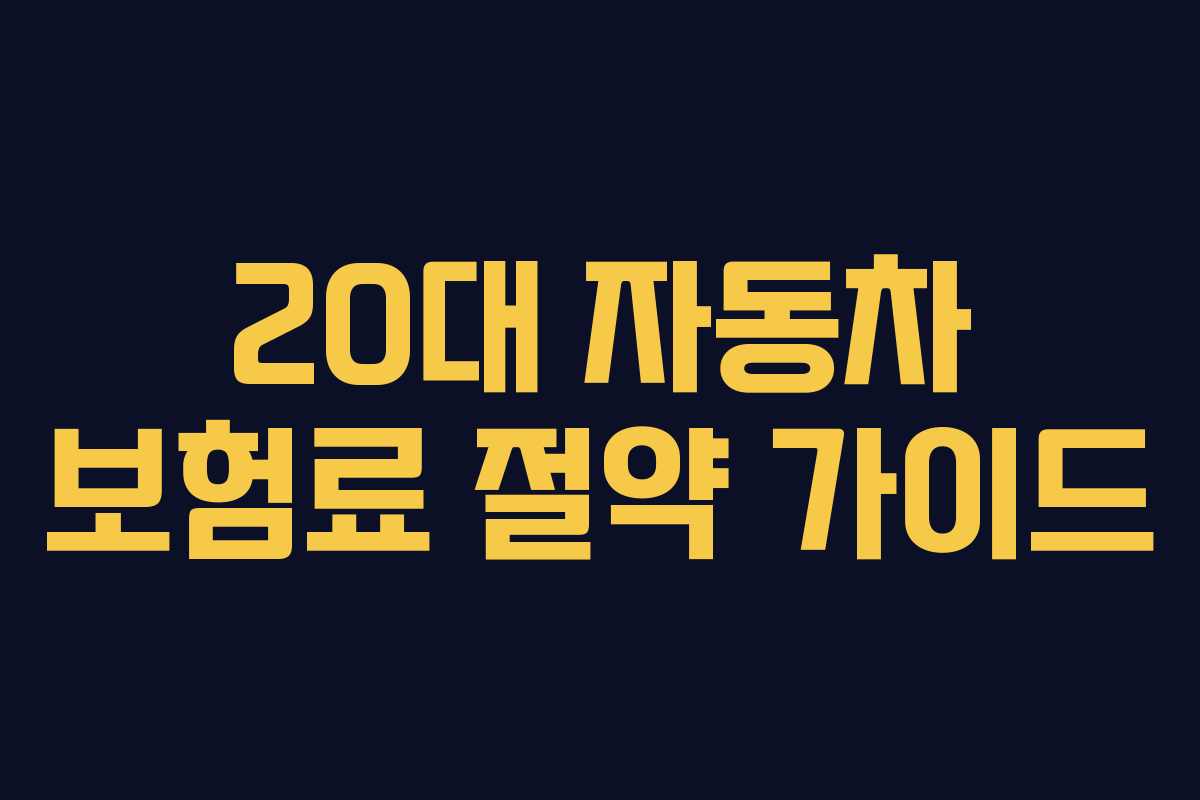 20대 자동차 보험료 절약 가이드 20대 자동차 보험료 절약 가이드