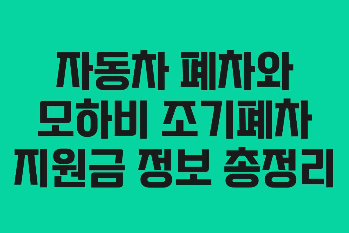 자동차 폐차와 모하비 조기폐차 지원금 정보 총정리
