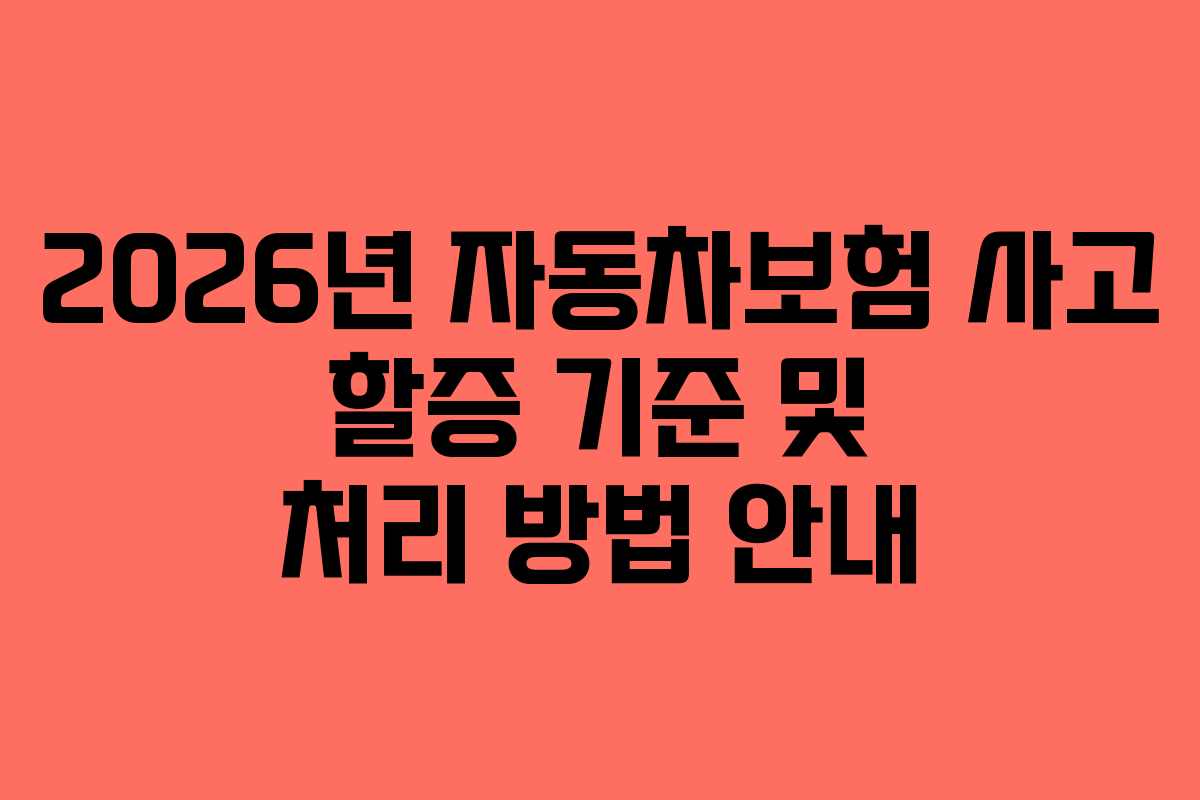 2026년 자동차보험 사고 할증 기준 및 처리 방법 안내