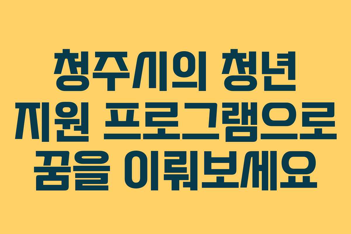 청주시의 청년 지원 프로그램으로 꿈을 이뤄보세요 청주시의 청년 지원 프로그램으로 꿈을 이뤄보세요