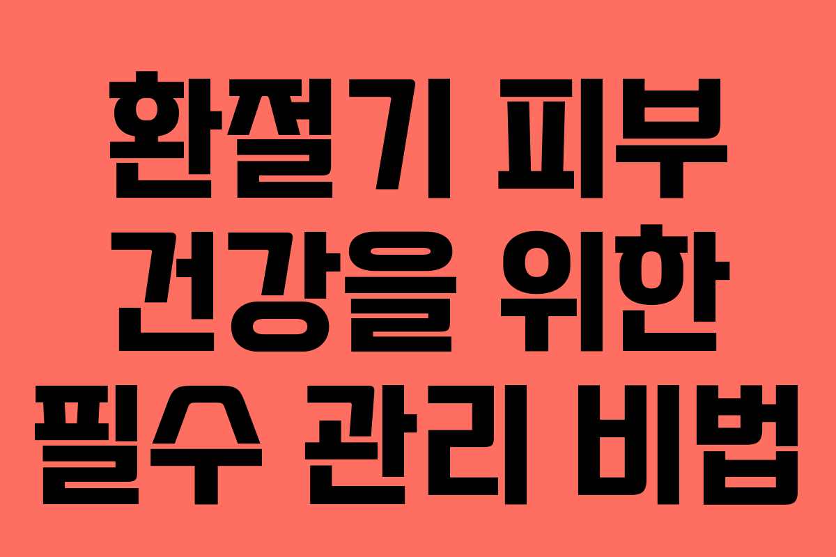 환절기 피부 건강을 위한 필수 관리 비법 환절기 피부 건강을 위한 필수 관리 비법