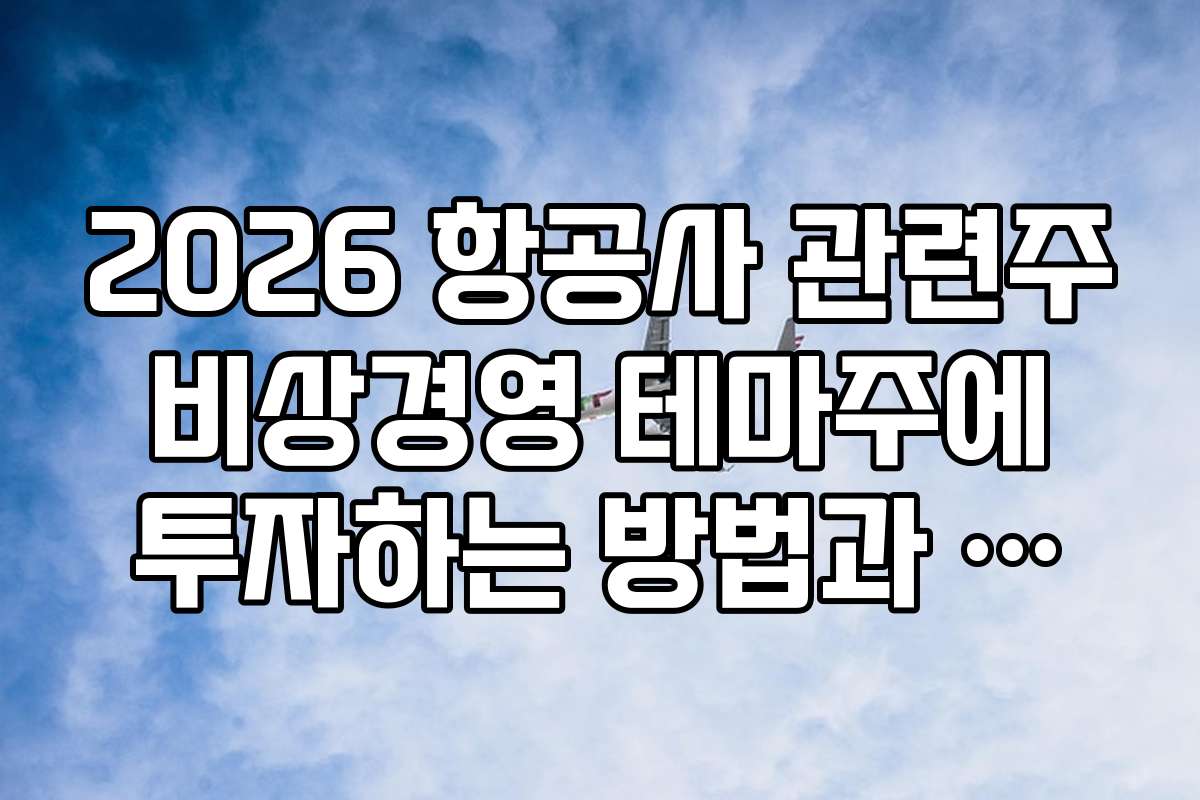2026 항공사 관련주 비상경영 테마주에 투자하는 방법과 성공 노하우 공개
