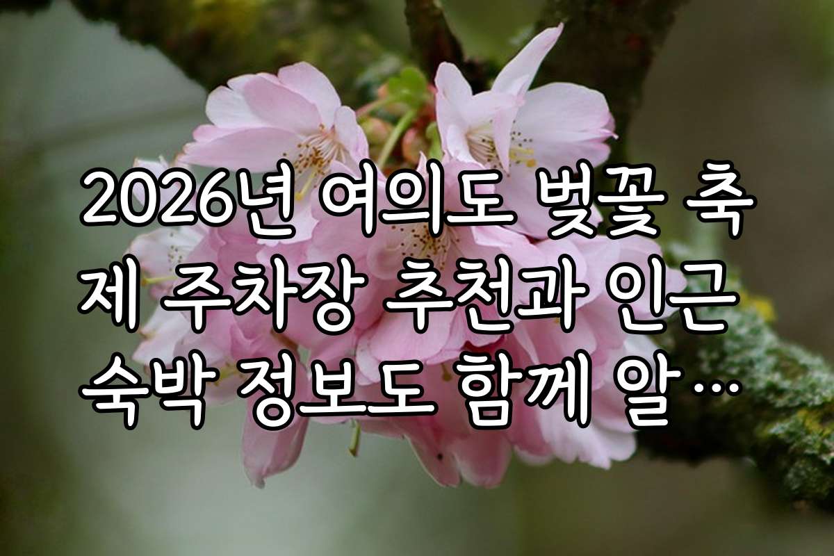 2026년 여의도 벚꽃 축제 주차장 추천과 인근 숙박 정보도 함께 알아보세요