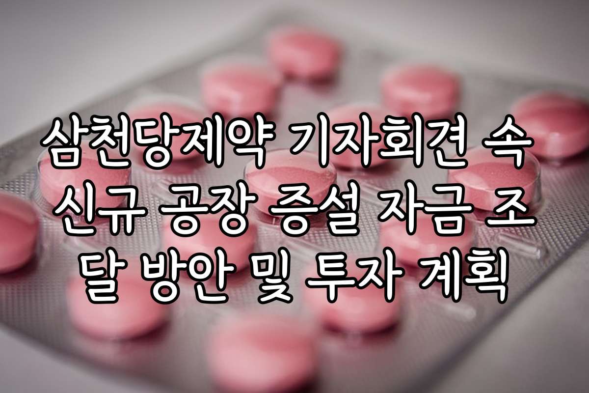 삼천당제약 기자회견 속 신규 공장 증설 자금 조달 방안 및 투자 계획