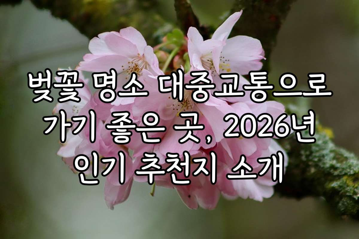 벚꽃 명소 대중교통으로 가기 좋은 곳, 2026년 인기 추천지 소개