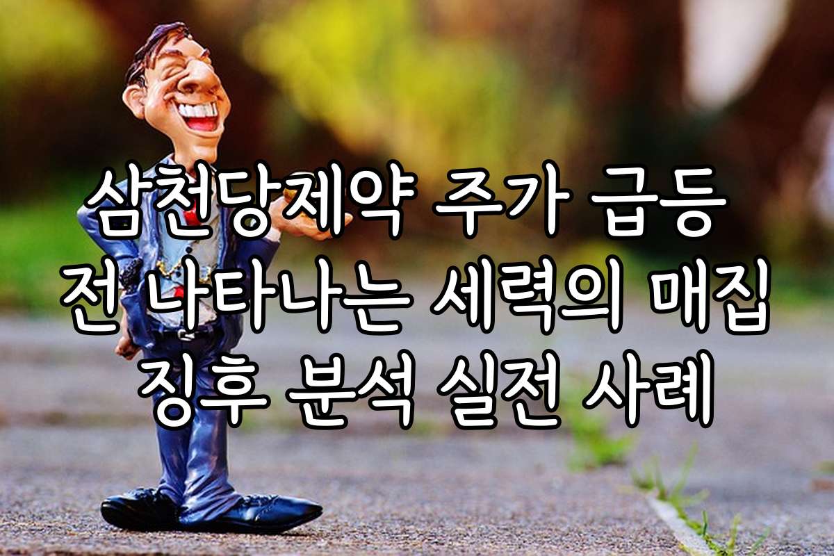 삼천당제약 주가 급등 전 나타나는 세력의 매집 징후 분석 실전 사례