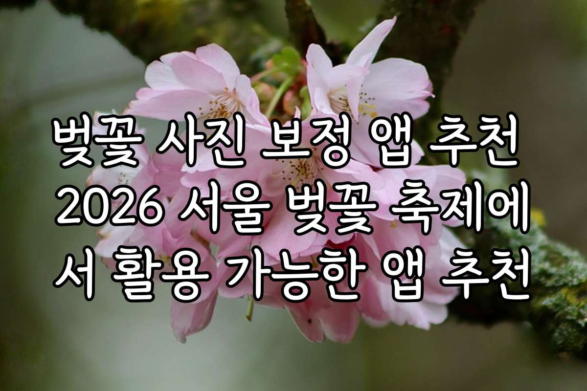 벚꽃 사진 보정 앱 추천 2026 서울 벚꽃 축제에서 활용 가능한 앱 추천