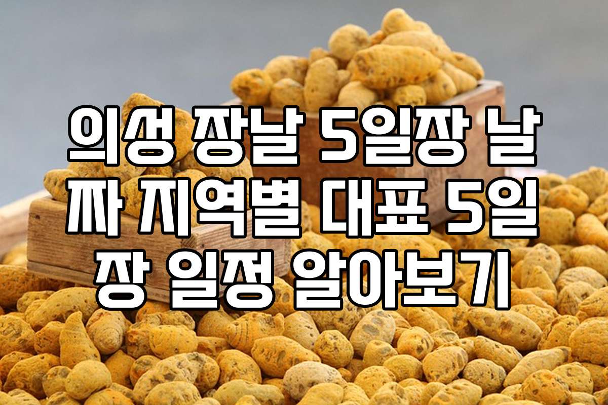 의성 장날 5일장 날짜 지역별 대표 5일장 일정 알아보기