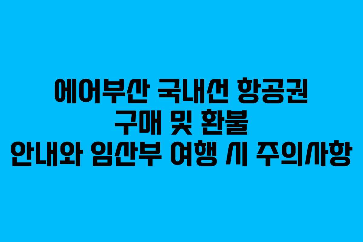 에어부산 국내선 항공권 구매 및 환불 안내와 임산부 여행 시 주의사항