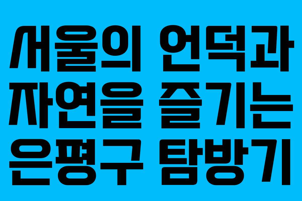 서울의 언덕과 자연을 즐기는 은평구 탐방기