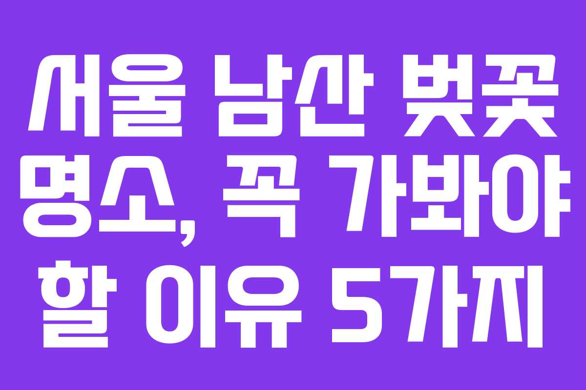 서울 남산 벚꽃 명소, 꼭 가봐야 할 이유 5가지