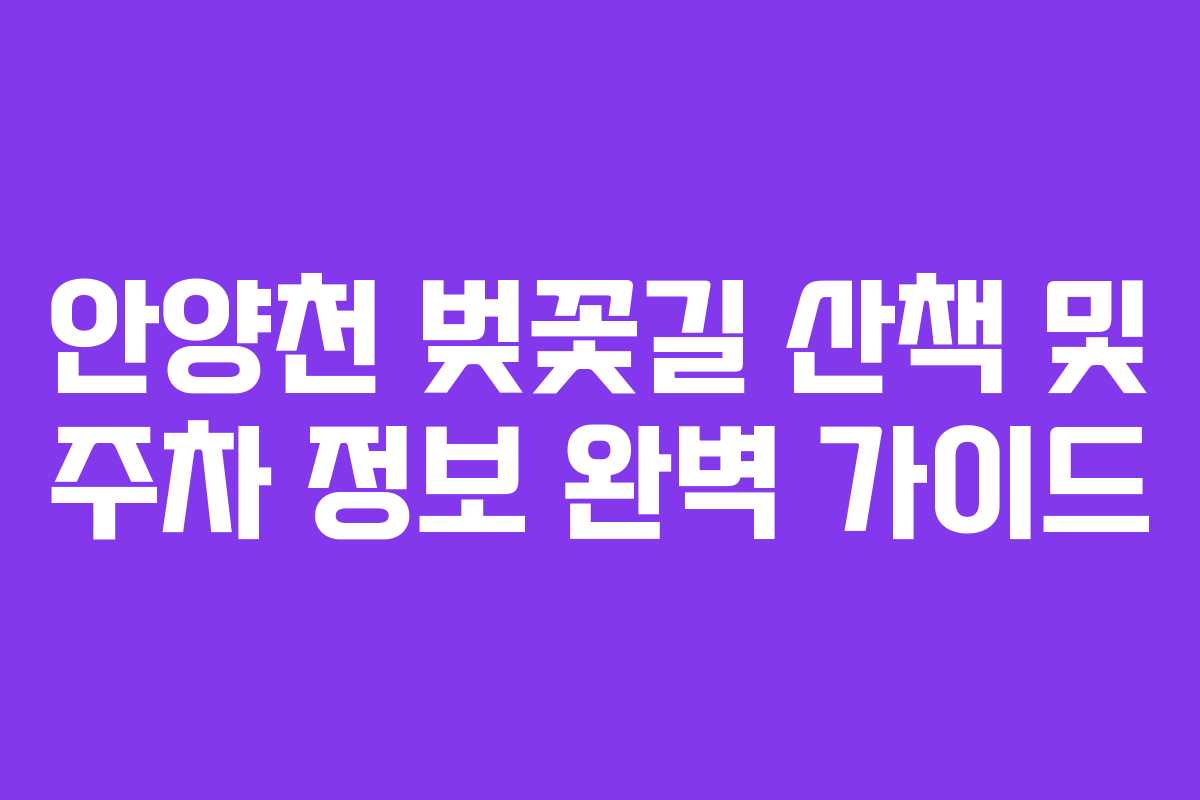 안양천 벚꽃길 산책 및 주차 정보 완벽 가이드