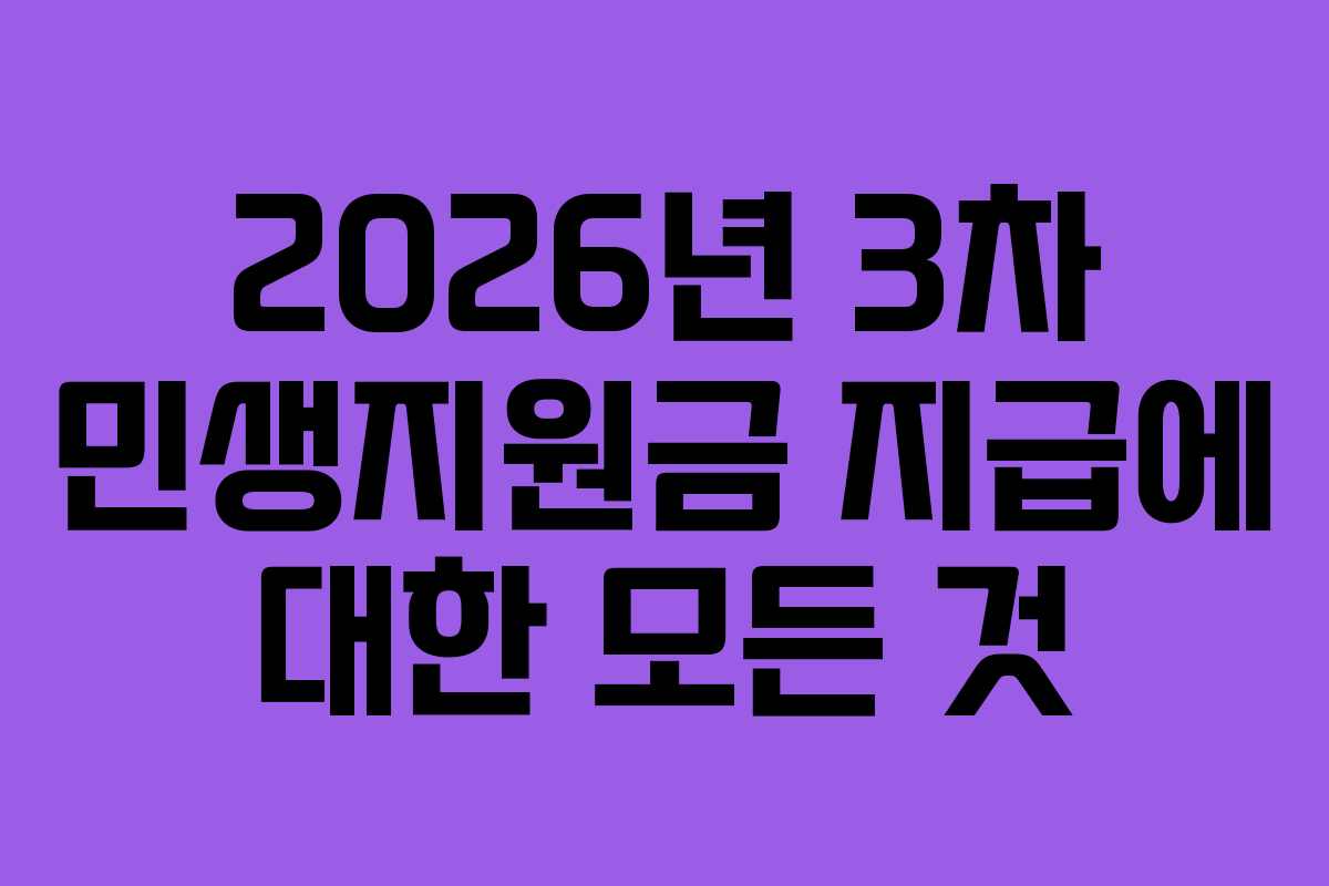 2026년 3차 민생지원금 지급에 대한 모든 것