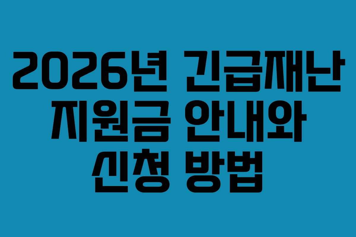 2026년 긴급재난 지원금 안내와 신청 방법