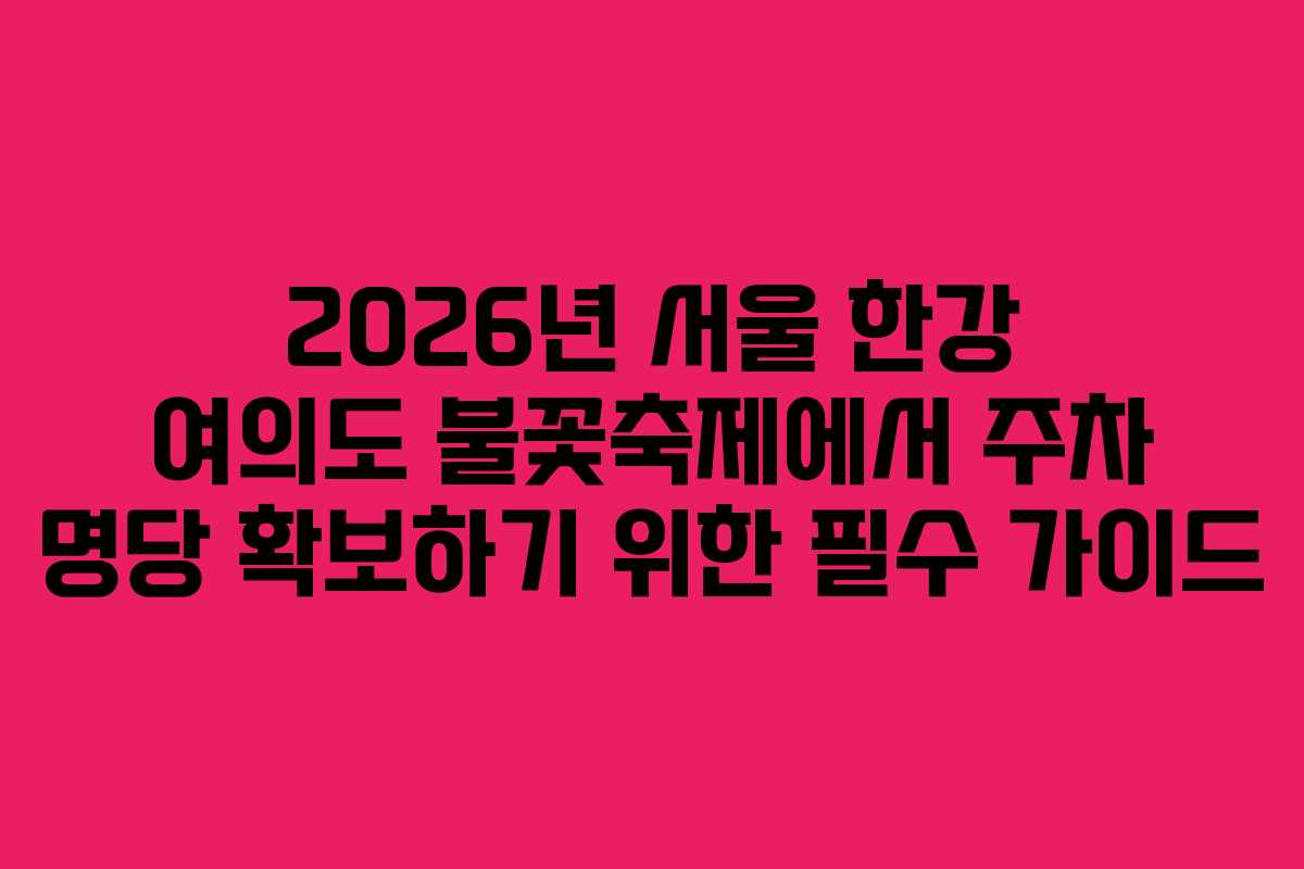 2026년 서울 한강 여의도 불꽃축제에서 주차 명당 확보하기 위한 필수 가이드