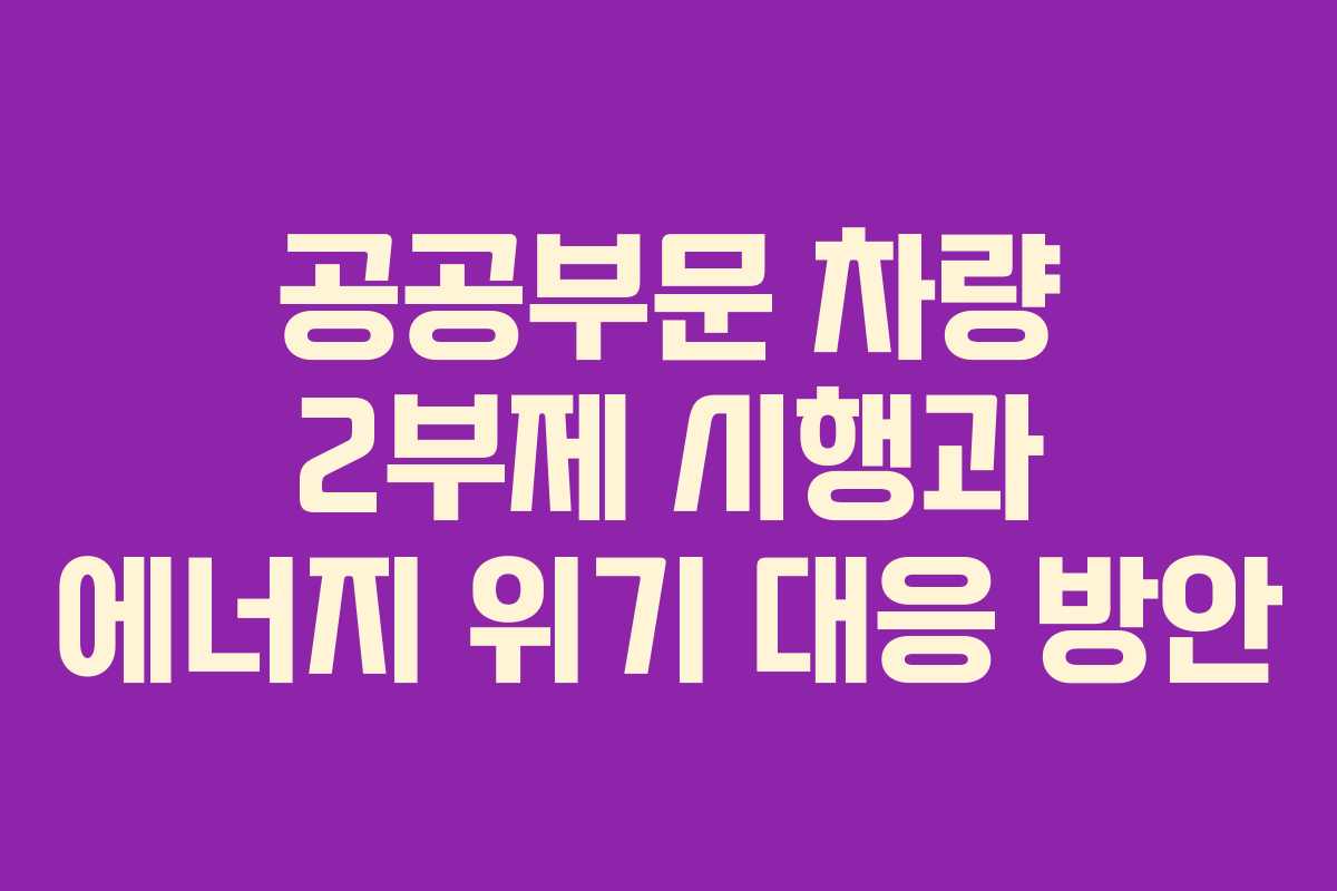 공공부문 차량 2부제 시행과 에너지 위기 대응 방안