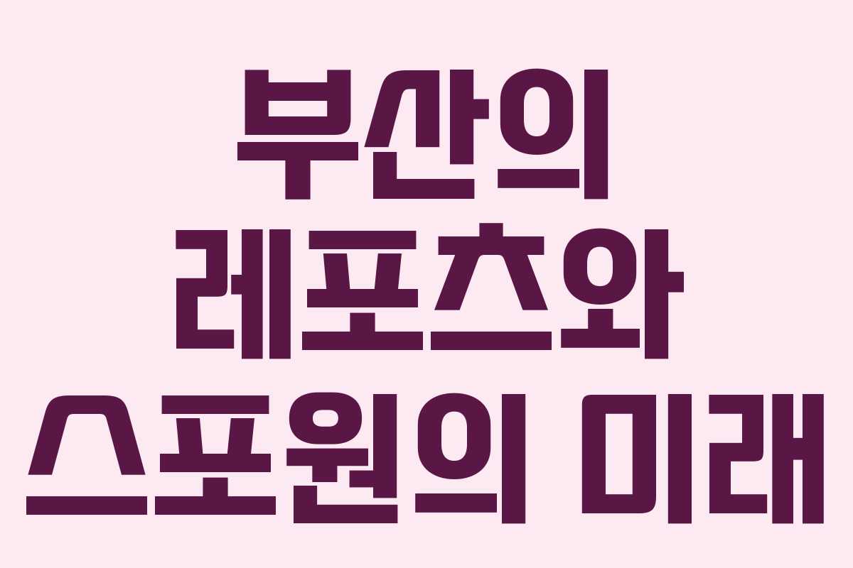 부산의 레포츠와 스포원의 미래 부산의 레포츠와 스포원의 미래