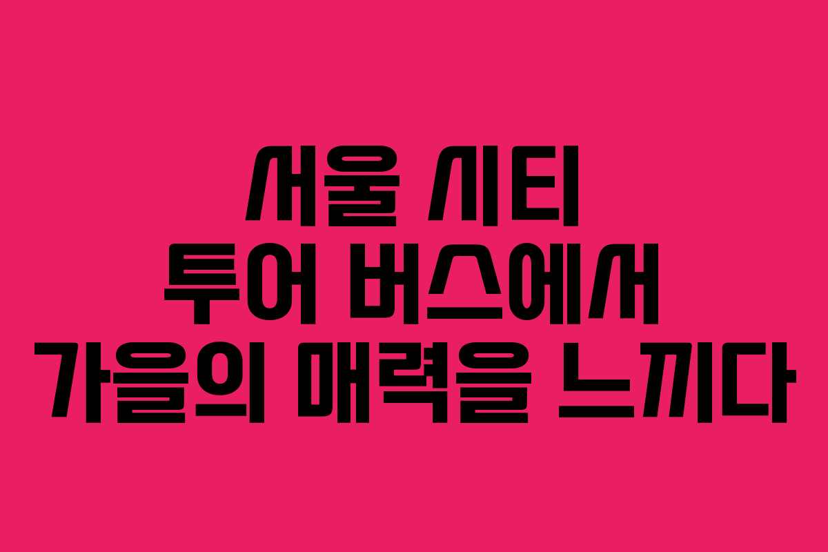 서울 시티 투어 버스에서 가을의 매력을 느끼다 서울 시티 투어 버스에서 가을의 매력을 느끼다