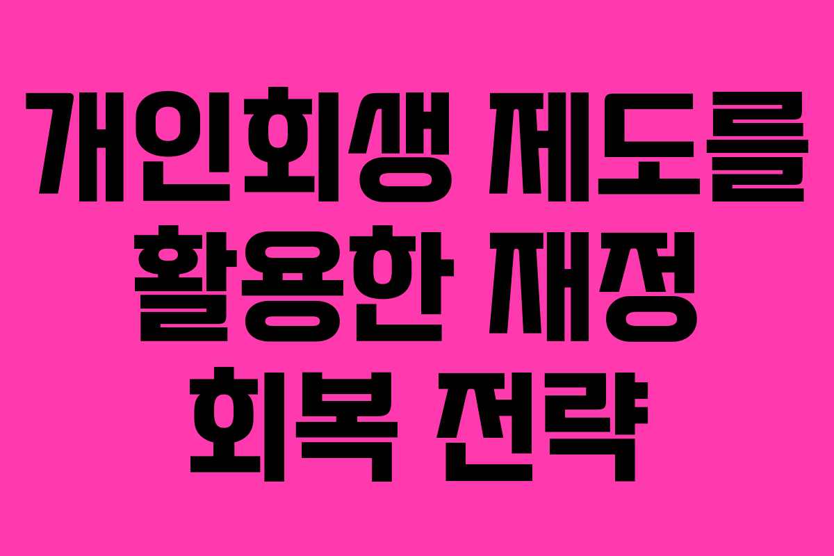 개인회생 제도를 활용한 재정 회복 전략