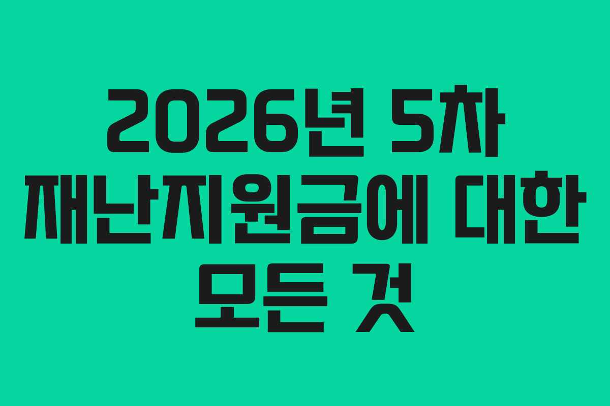 2026년 5차 재난지원금에 대한 모든 것