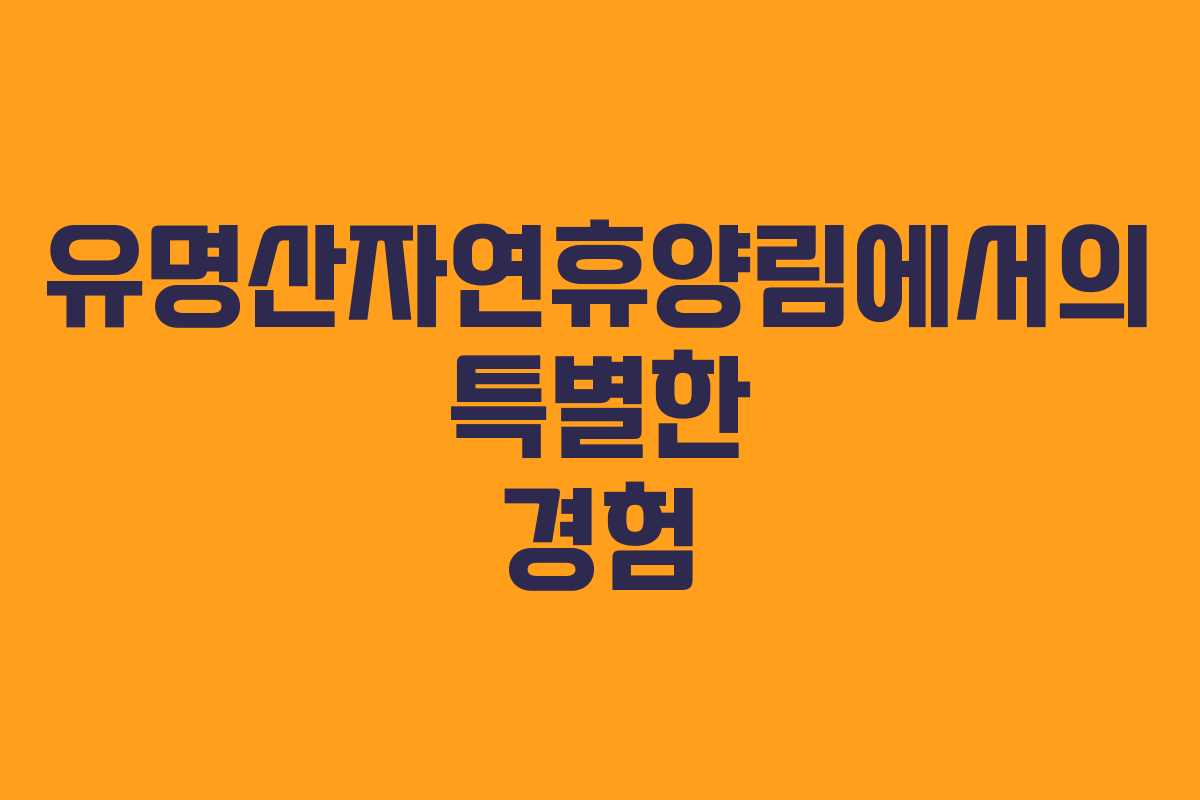 유명산자연휴양림에서의 특별한 경험