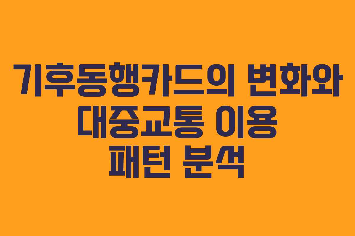 기후동행카드의 변화와 대중교통 이용 패턴 분석